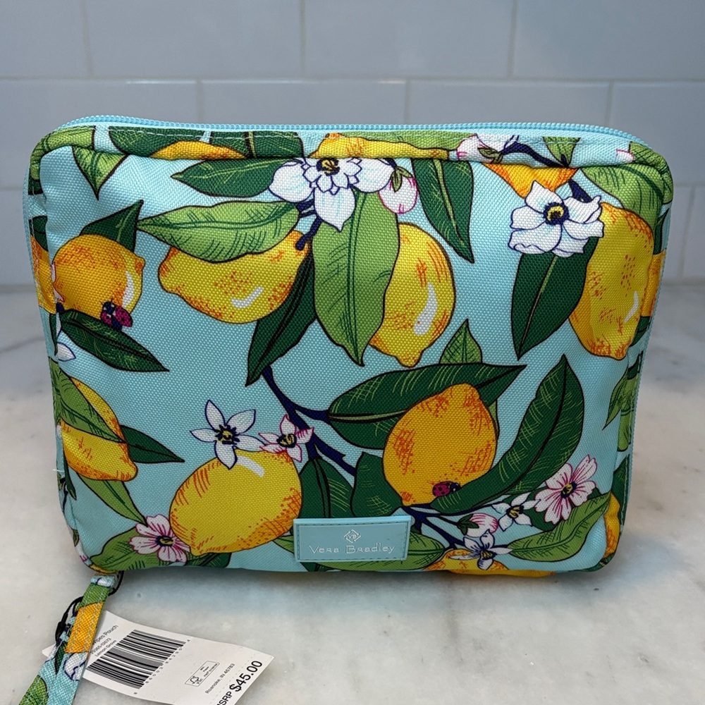 Vera Bradley Lemon Print Travel pouch - Blue and Yellow
